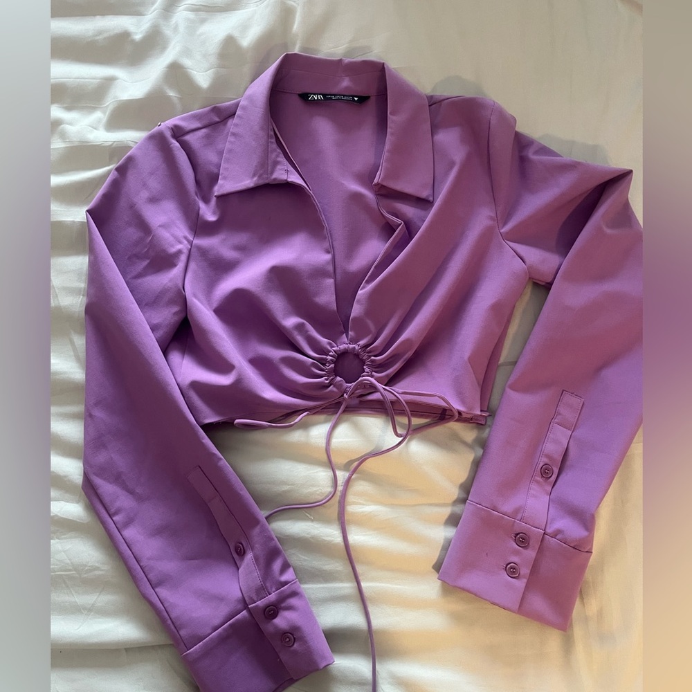 Zara purple tie crop top size XS